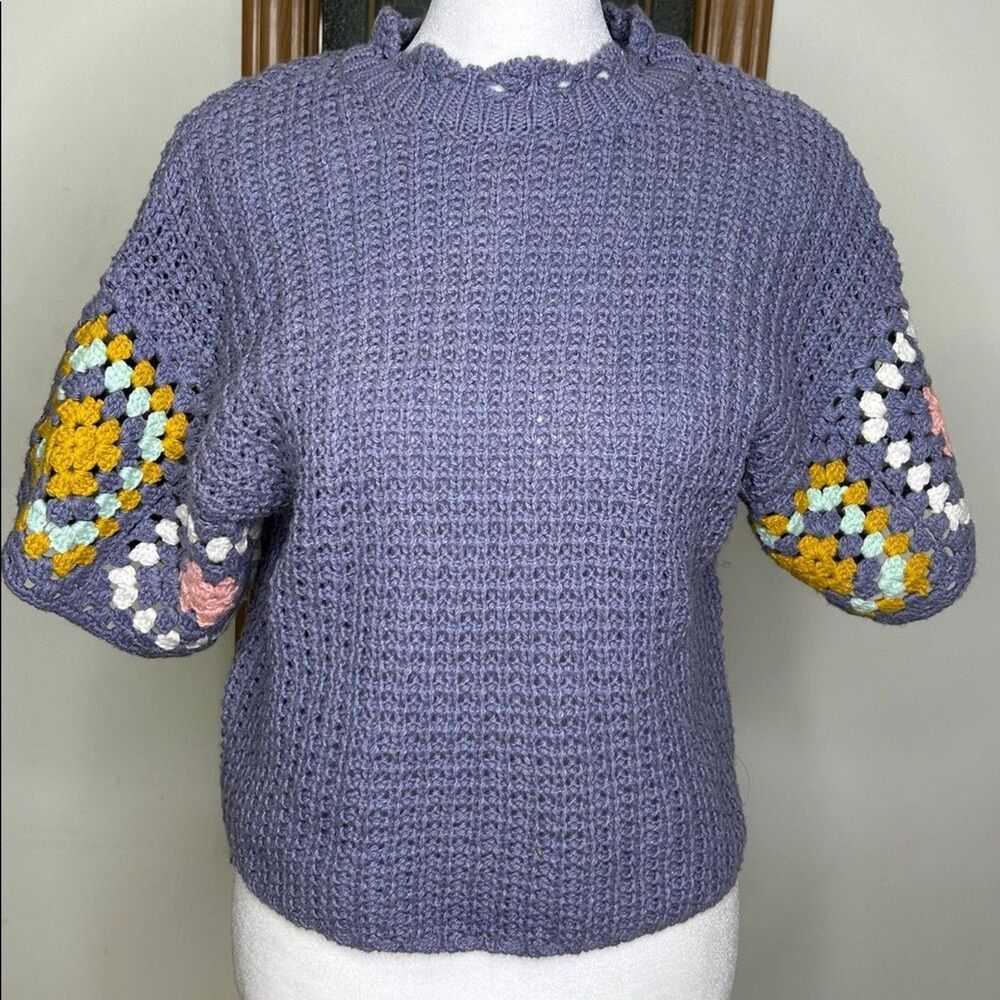 Universal Threads Crochet Short Sleeve Crew Neck Pullover Women’s Small NWT